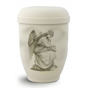 Hand Painted Biodegradable Cremation Ashes Urn – Grieving Angel